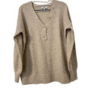 OAT New York Button Neck Wool Blend Henley Sweater Womens Medium Minimalist Soft